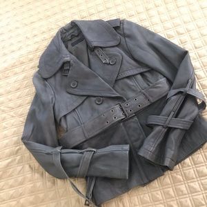 All saints leather jacket two ways khaki